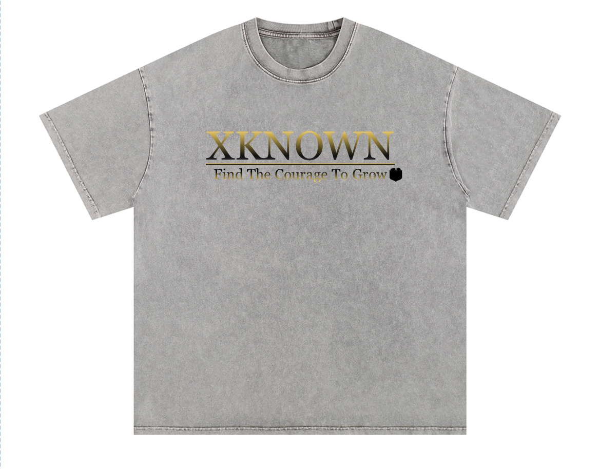 XKNOWN Grey Acid Wash Oversize T-Shirt - 250 GSM