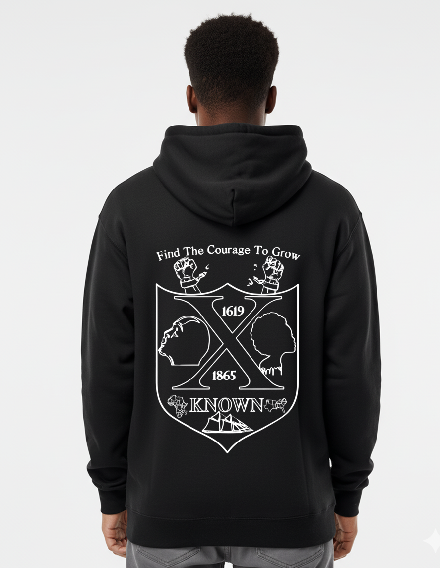 Black XKNOWN Hoodie | White Outline Back Logo