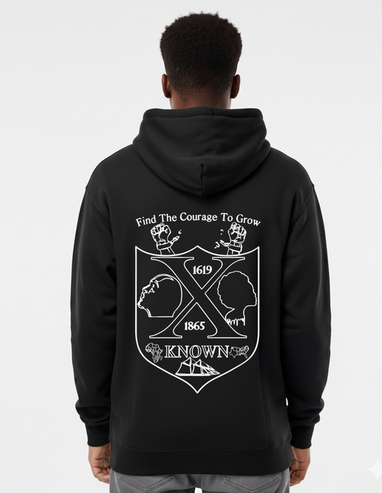 Black XKNOWN Hoodie | White Outline Back Logo