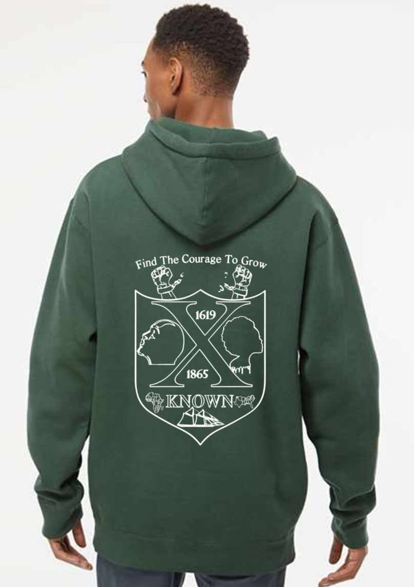 Green XKNOWN Hoodie | White Outline Back Logo
