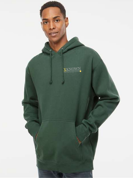 Green XKNOWN Hoodie | White Outline Back Logo