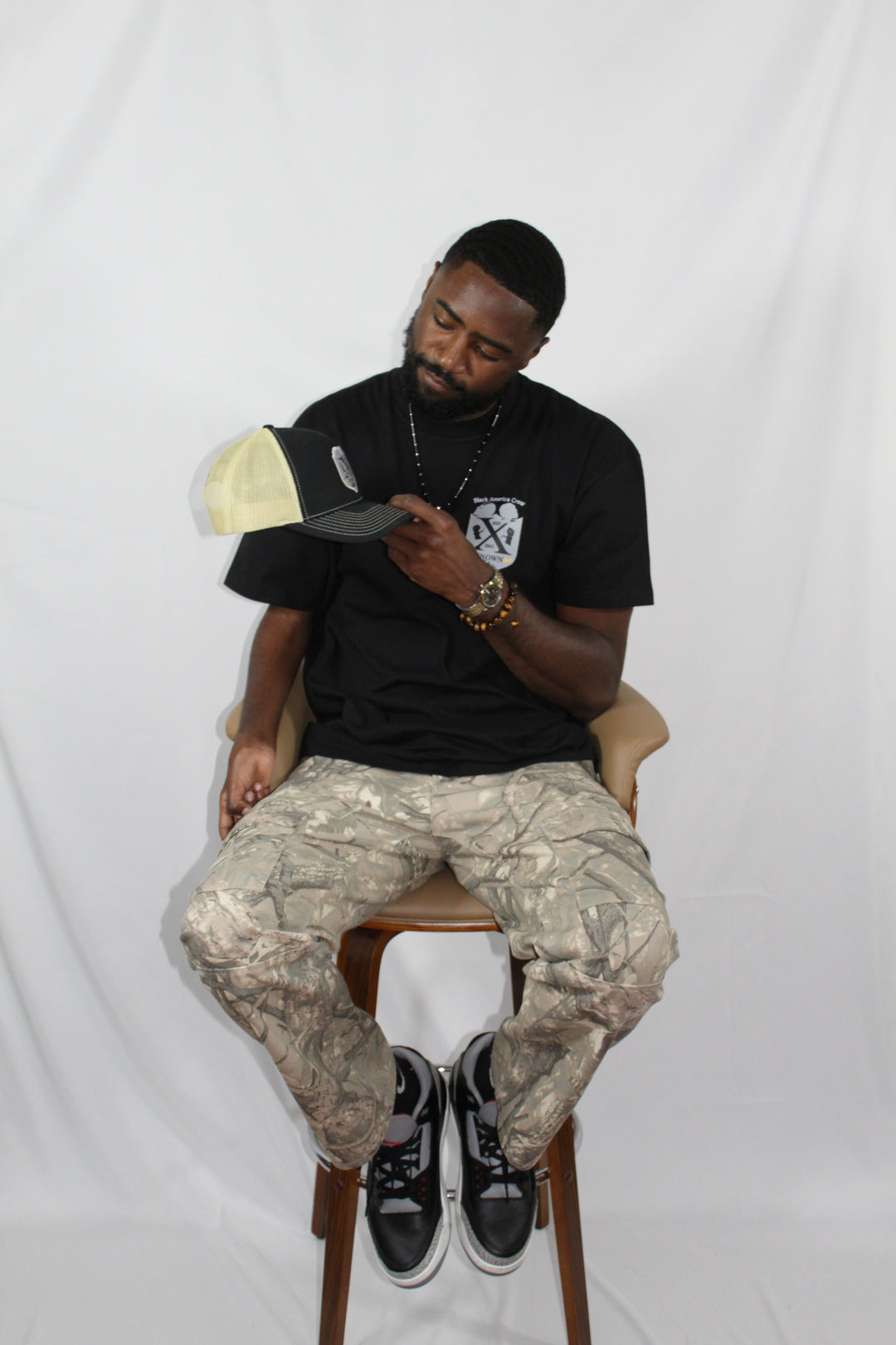 B.A.C Fashion Woven Patch Hats | Black/Gold