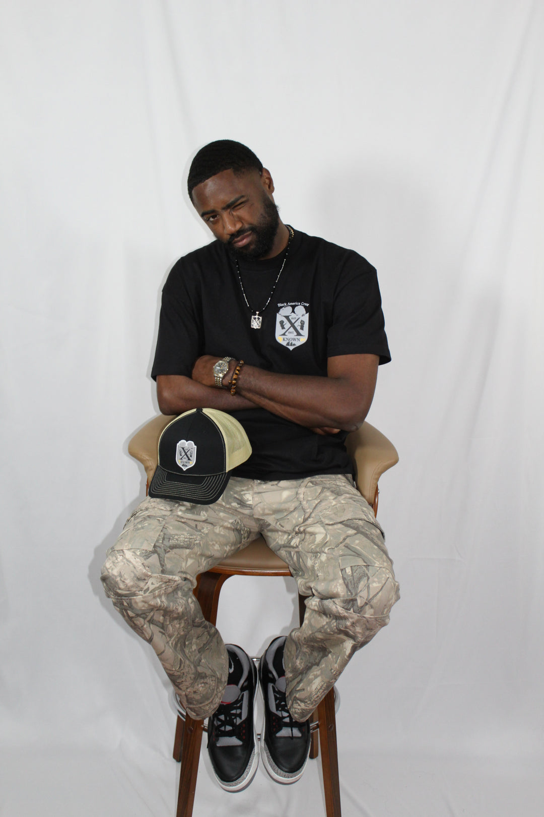 B.A.C Fashion Woven Patch Hats | Black/Gold