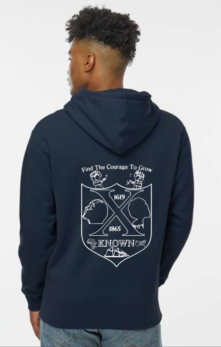 Navy Blue B.A.C Outline Hoodie | White Outline Back Logo