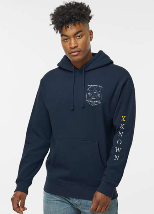 Navy Blue B.A.C Outline Hoodie | White Outline Back Logo