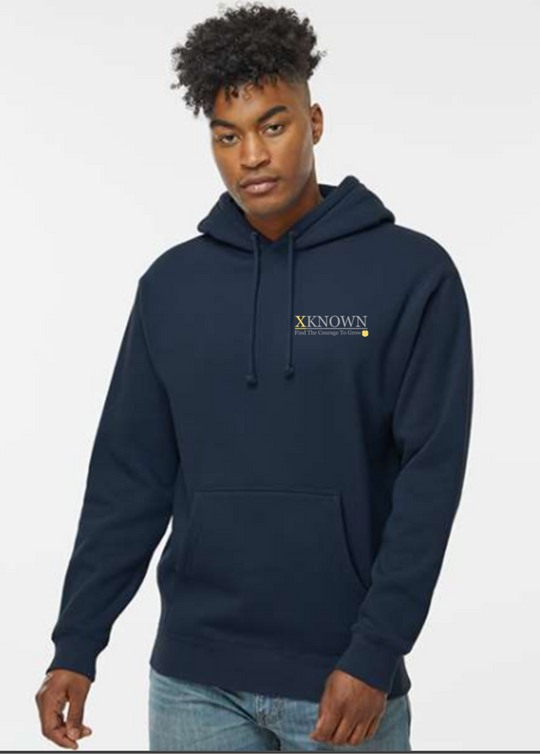 Blue XKNOWN Hoodie | White Outline Back Logo