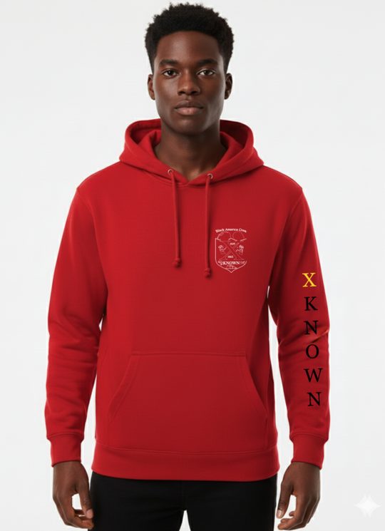 Red B.A.C Outline Hoodie | White Outline Back Logo