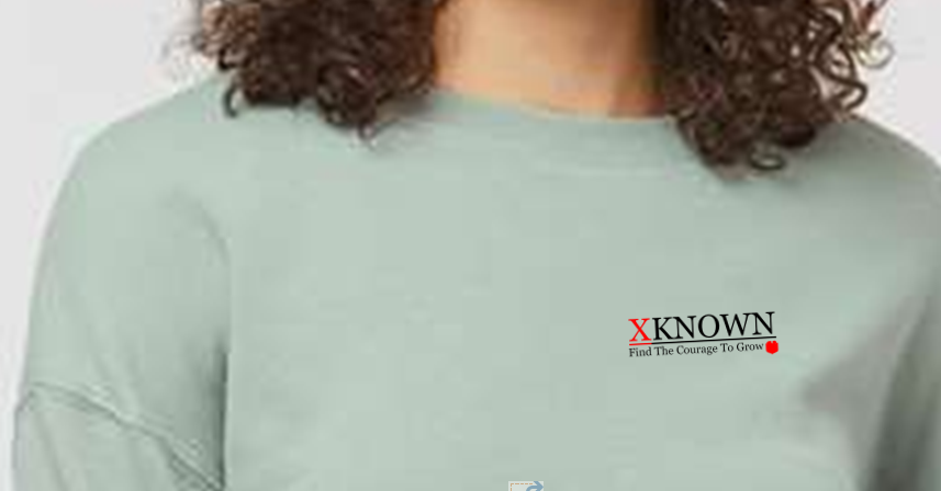 (Red X)XKNOWN Crop Crew Pullover | Black Outline Back Logo