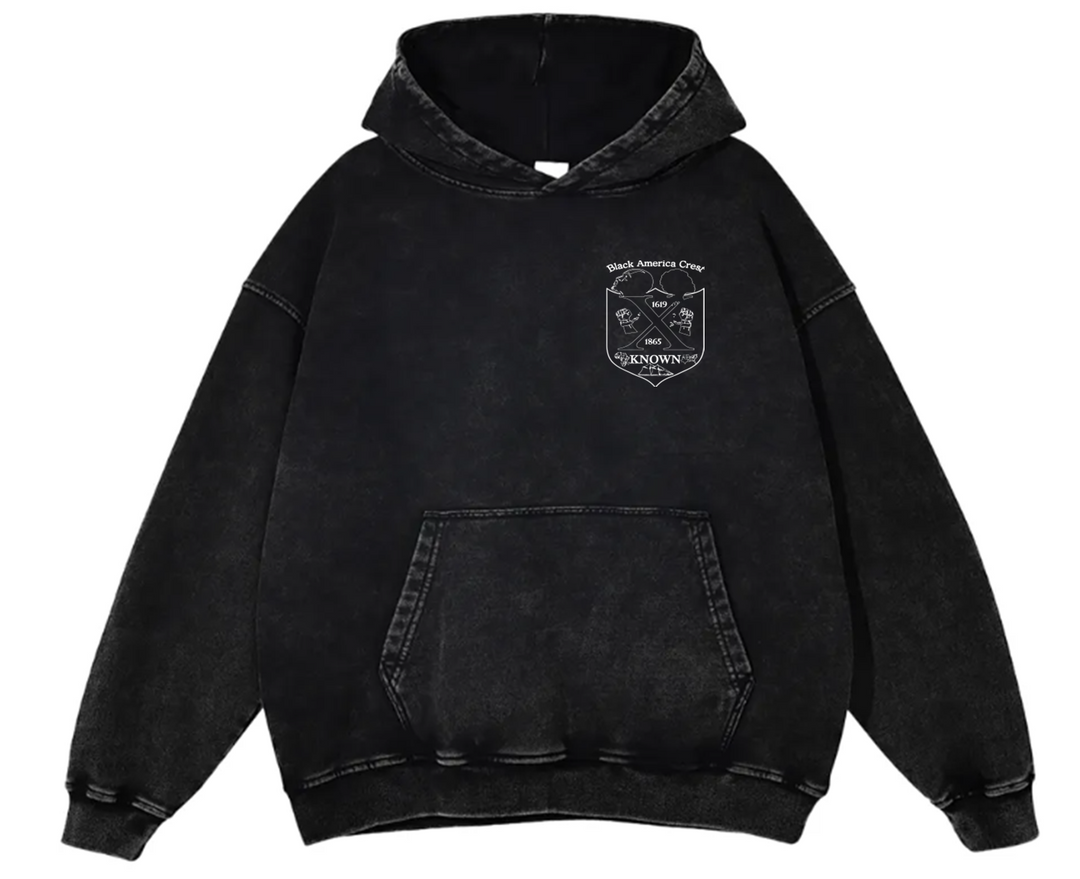 B.A.C Outlined Black Snow Washed Hoodie