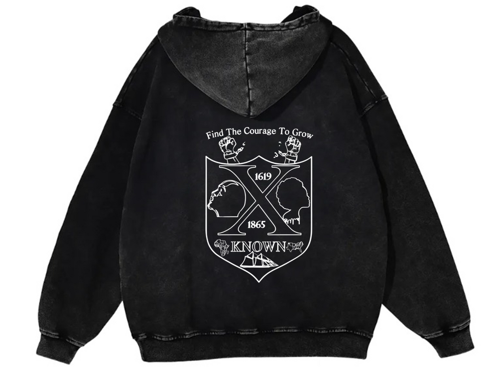 B.A.C Outlined Black Snow Washed Hoodie