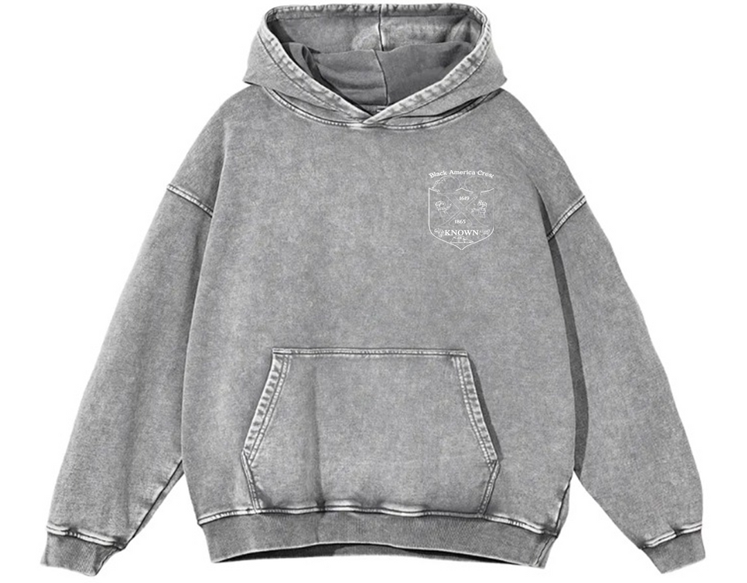 B.A.C Outlined Grey Snow Washed Hoodie