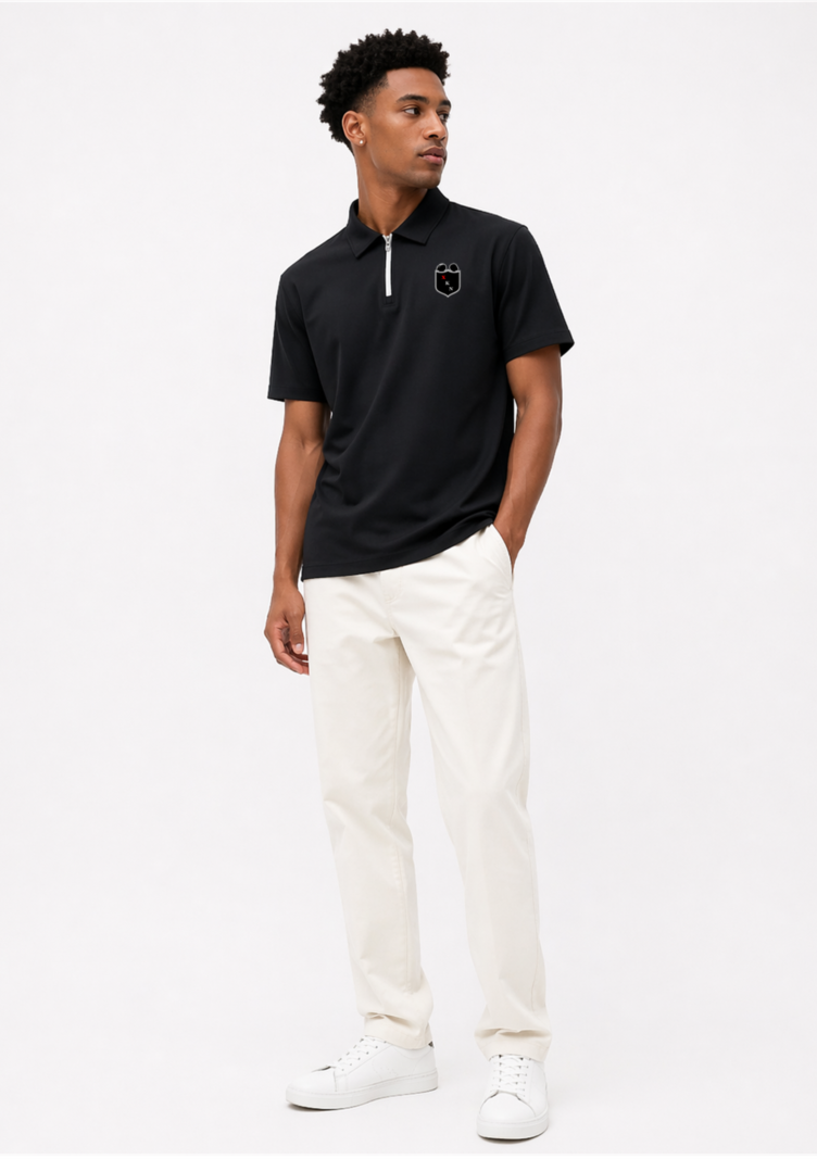 XKNOWN Black Quarter-Zip Polo | XKN Patch Edition