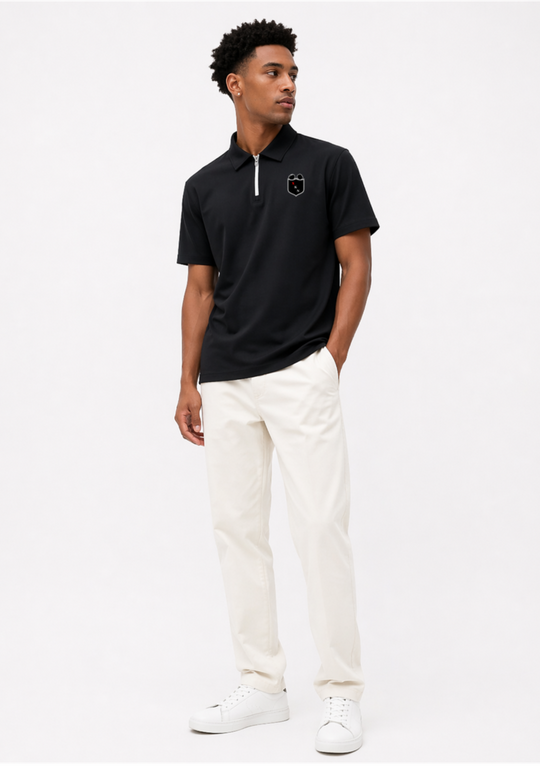 XKNOWN Black Quarter-Zip Polo | XKN Patch Edition