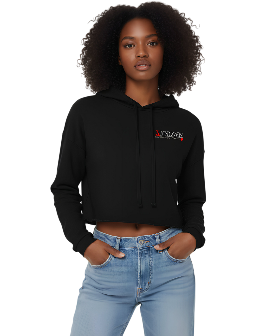 Black Cropped Fleece Hoodie