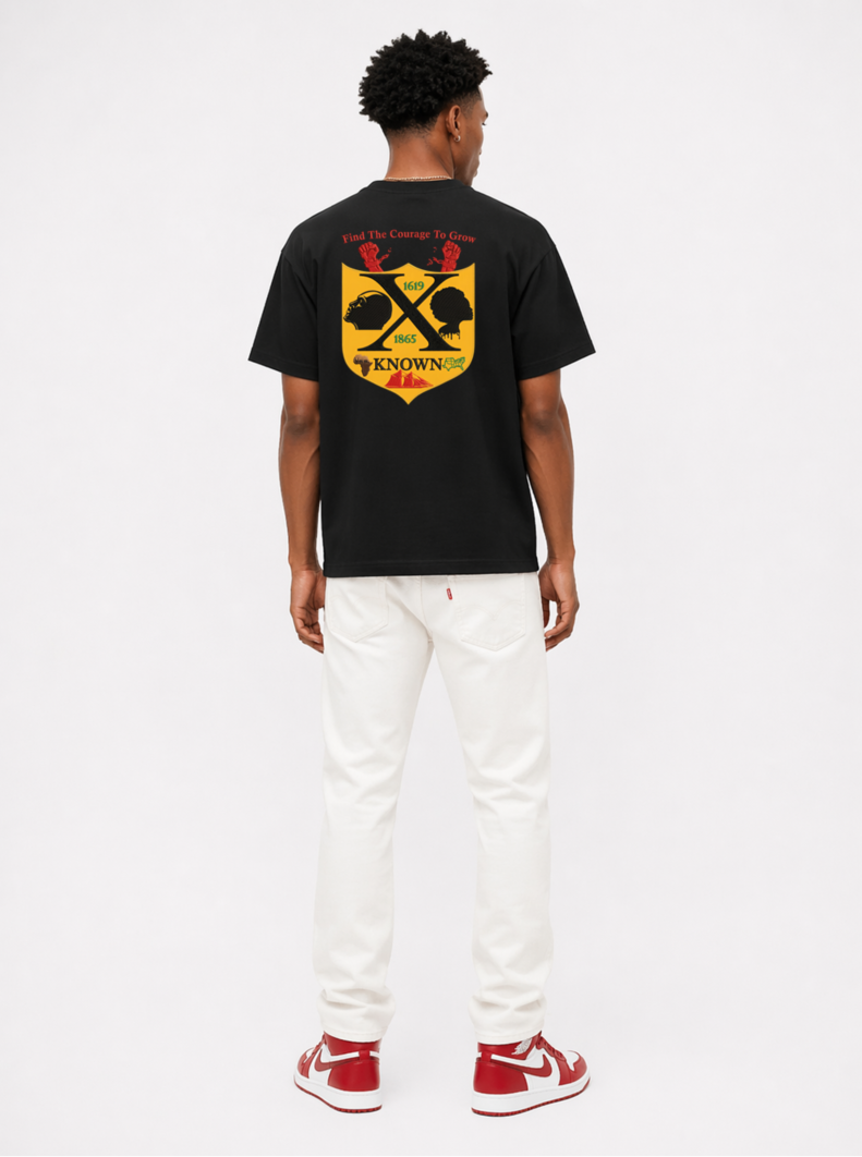 Black America Crest™ Legacy Tee – Black/Red/Gold
