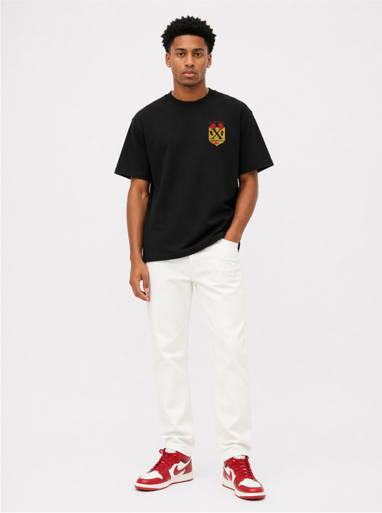 Black America Crest™ Legacy Tee – Black/Red/Gold