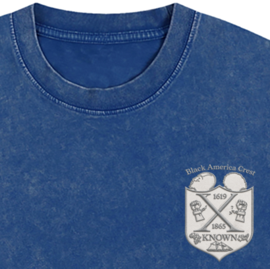 Black America Crest™ Premium Blue Acid Wash Tee