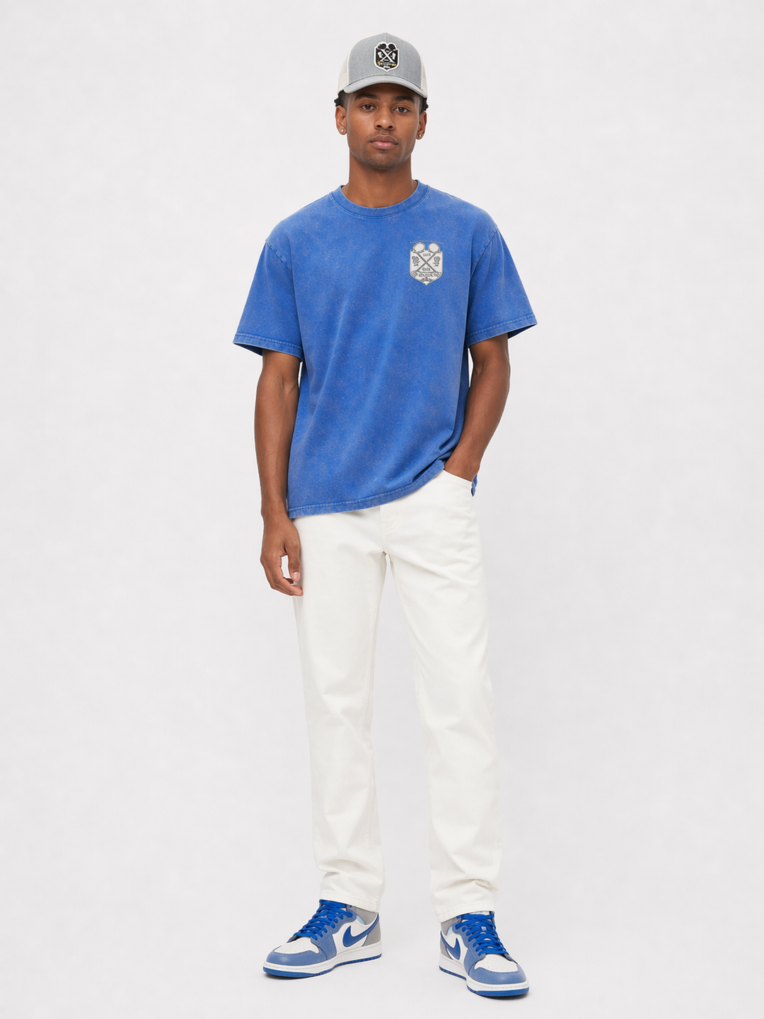 Black America Crest™ Premium Blue Acid Wash Tee
