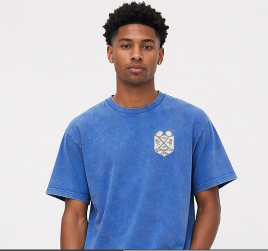 Black America Crest™ Premium Blue Acid Wash Tee