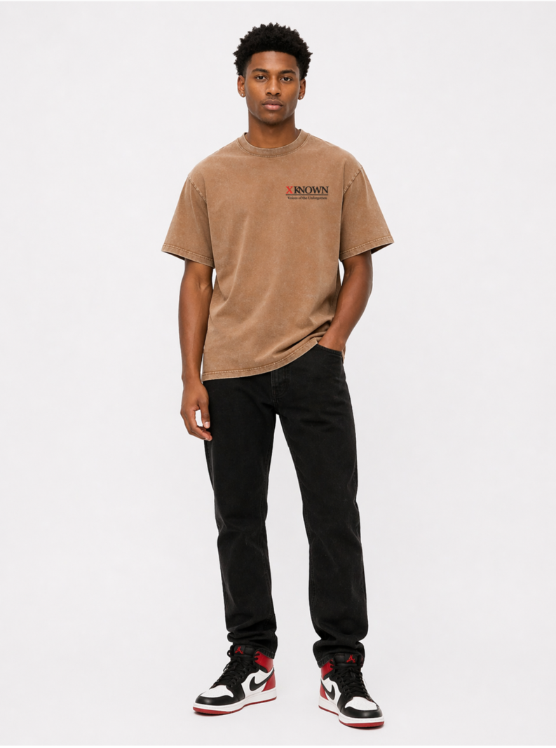 XKNOWN™ Premium Brown Acid Wash Tee