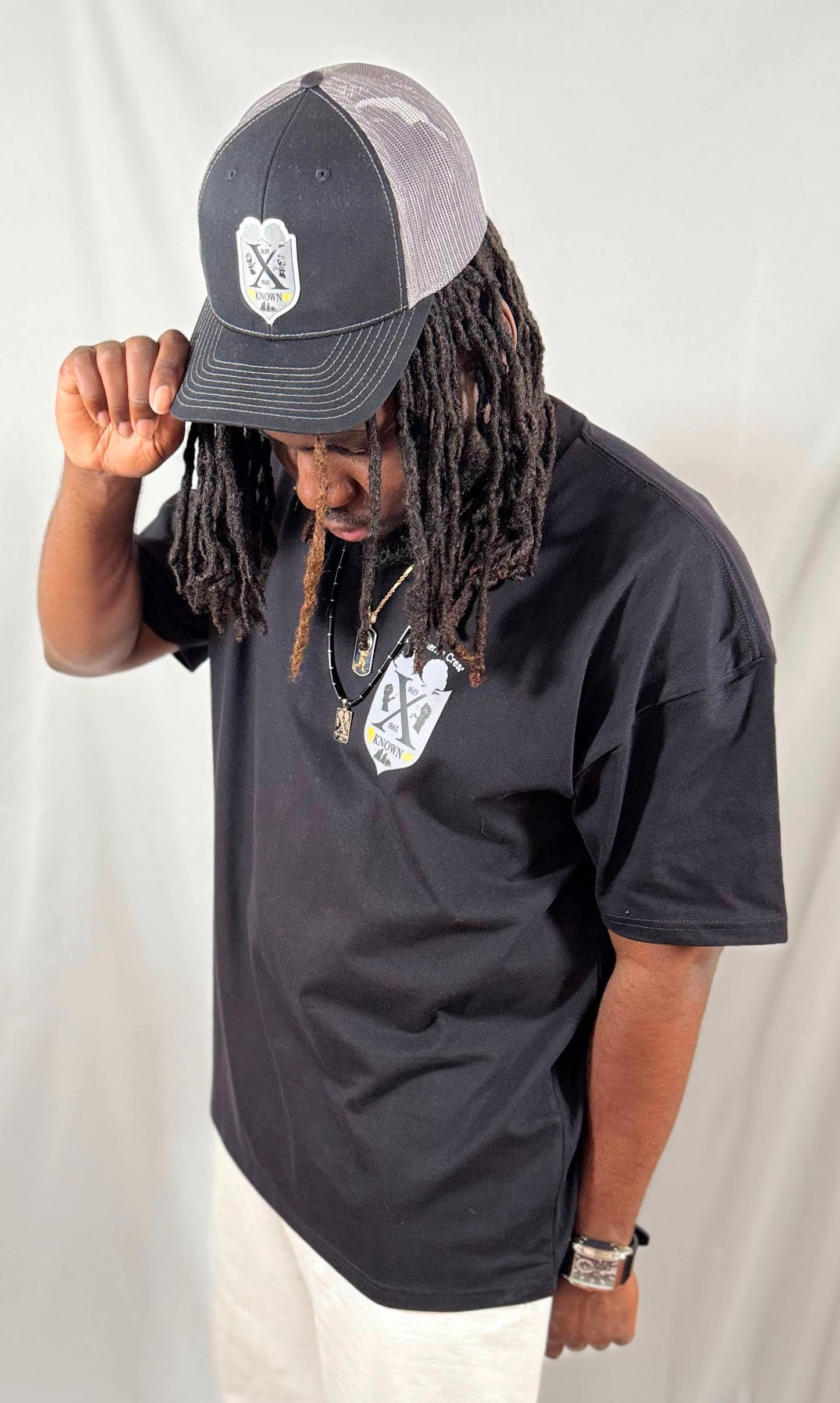 B.A.C Fashion Woven Patch Hats | Black/Charcoal