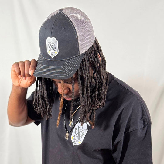 B.A.C Fashion Woven Patch Hats | Black/Charcoal