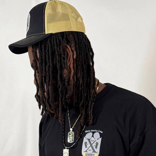 B.A.C Fashion Woven Patch Hats | Black/Gold