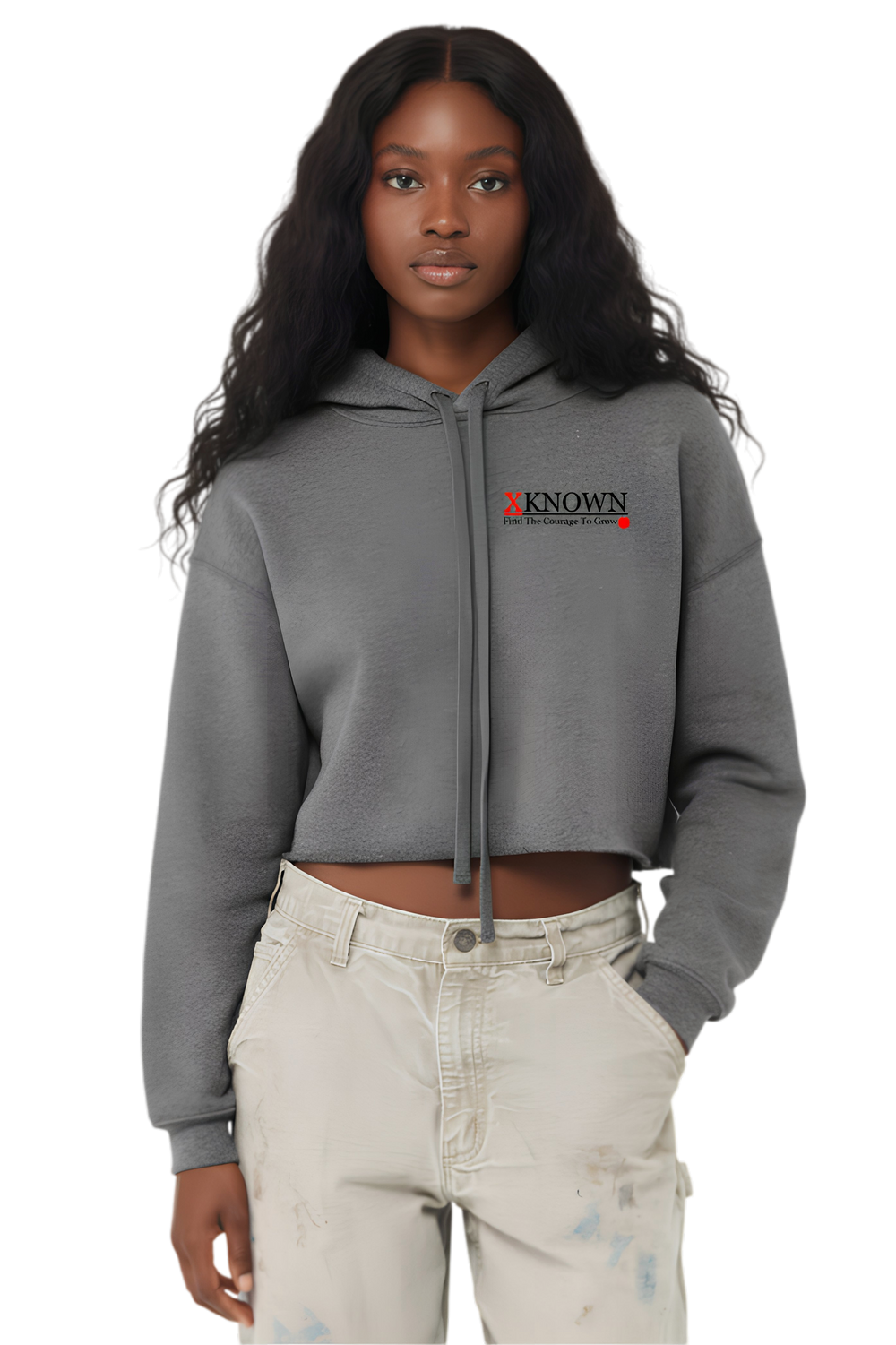White XKNOWN Cropped Fleece Hoodie