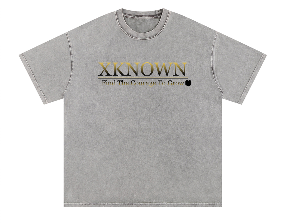 XKNOWN Grey Acid Wash Oversize T-Shirt - 250 GSM