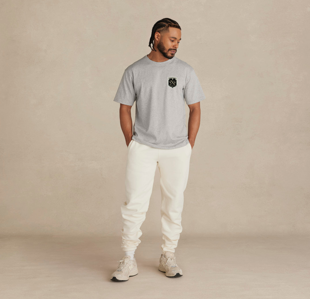 B.A.C  Woven Patch Heather Grey Midweight Supima® Tee