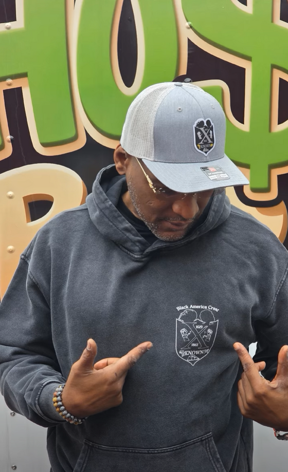 B.A.C Outlined Black Snow Washed Hoodie