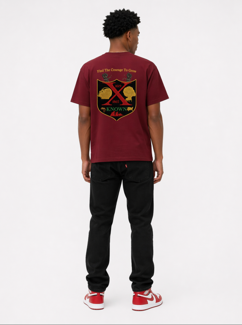 Black America Crest™ Legacy Tee – Crimson Red