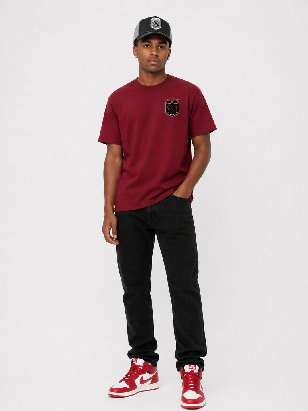 Black America Crest™ Legacy Tee – Crimson Red