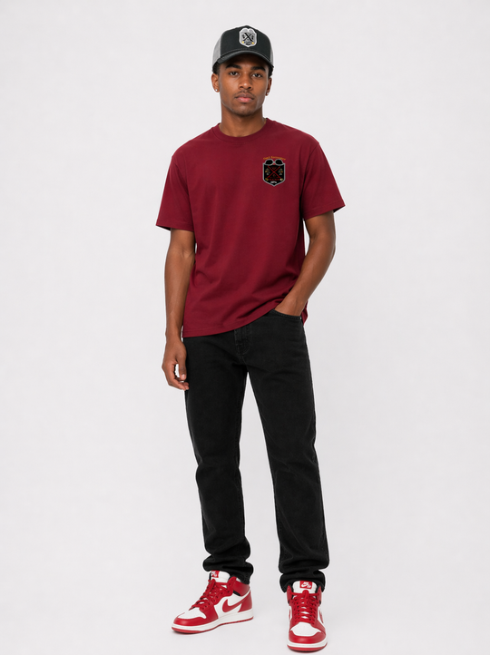 Black America Crest™ Legacy Tee – Crimson Red