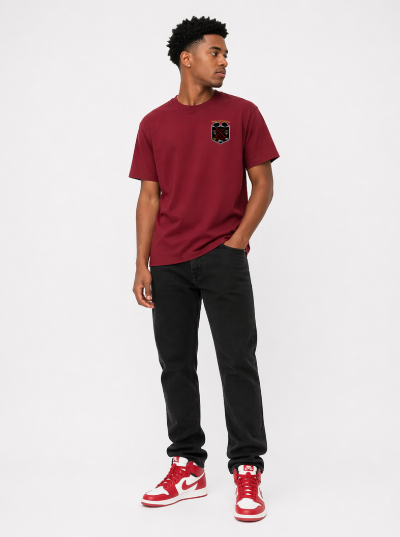Black America Crest™ Legacy Tee – Crimson Red