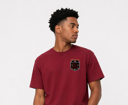 Black America Crest™ Legacy Tee – Crimson Red