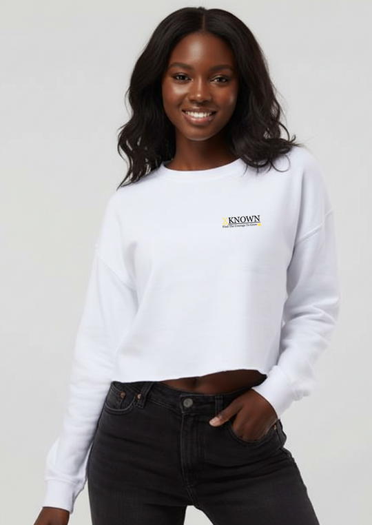 (Gold X)XKNOWN Crop Crew Pullover | White Outline Back Logo