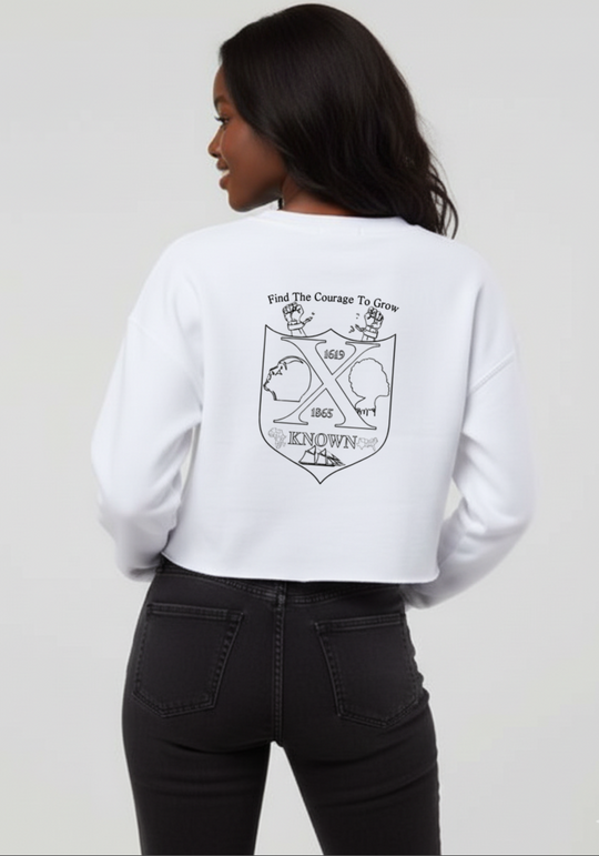 (Gold X)XKNOWN Crop Crew Pullover | White Outline Back Logo